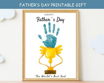 Father’s Day Handprint Craft Printable, The Best Dad Ever, Kids DIY Gift, Preschool Kindergarten Activity, Instant Download