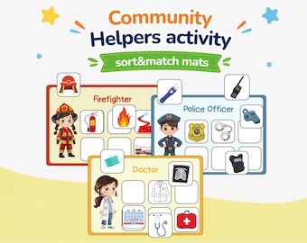 Community Helpers Sorting Mats | Jobs , Occupations Printable | Toddler Busy Book & ESL Kids Activity | Profession Worksheet