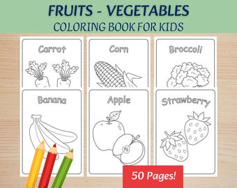 Kids Fruit and Vegetable Coloring Pages