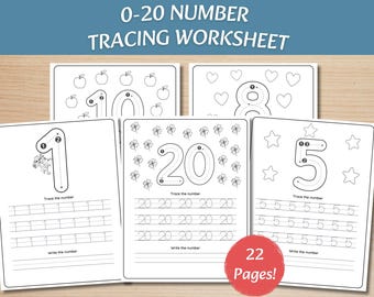 1-20 Number Tracing Worksheet for Kids | Printable Preschool & Kindergarten Math Practice | Handwriting Activity |Traceable Numbers
