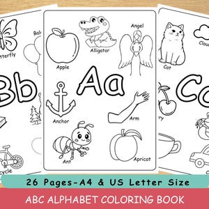 Páginas para colorear del alfabeto: Actividad imprimible de letras para preescolar y primer grado / Libro para colorear ABC / Letra de la semana / Libro de actividades de la A a la Z