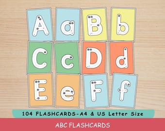 ABC Tracing Flashcards A-Z | Alphabet Handwriting Practice | Montessori Flashcards