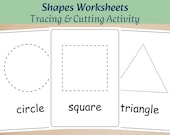 Large Shapes Tracing Worksheet | Preschool Fine Motor Activity | Kids Shape Practice | Kindergarten Tracing Workbook | Cutting Practice