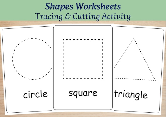 Large Shapes Tracing Worksheet | Preschool Fine Motor Activity | Kids Shape Practice | Kindergarten Tracing Workbook | Cutting Practice