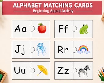 Alfabetspussel | Aktivitet med stora och små bokstäver | Pedagogiskt spel för barn | ABC-matchning för småbarn och förskolebarn