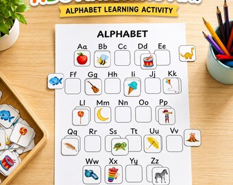 Alphabet Matching Activity Printable | ABC Learning Worksheet | Montessori Preschool Activity | Letter Recognition Game | Toddler Busy Book