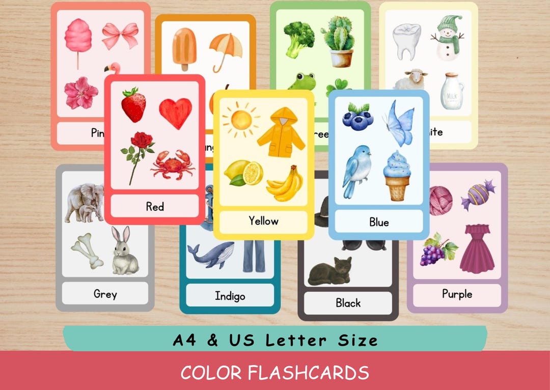 Printable Color Flashcards for Kids | Montessori Learning Colors Cards ...