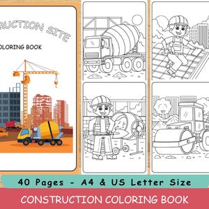 Construction Coloring Book for Kids | Printable PDF | Fun Construction Site Activities for Boys and Girls | Instant Download | A4, US Letter