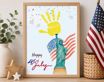 4th of July Handprint Craft Printable for Kids | Independence Day Art Activity | Patriotic Preschool Worksheet | DIY USA Keepsake Poster