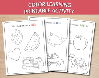 Preschool Coloring Pages, Printable Learning Colors Worksheets Kids – Kindergarten Activity – Color of the week