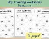 Skip Counting Worksheets for Kids | Math Practice by 2s, 3s, 5s | Missing Numbers | Preschool and 1st Grade Pages | Math Activity