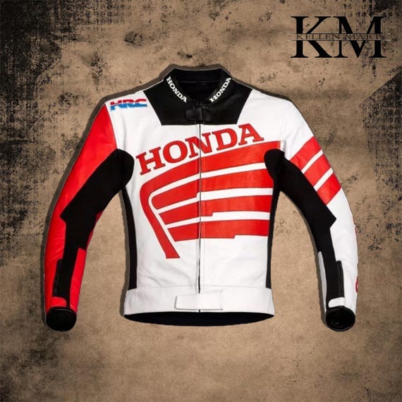Jaqueta de couro para motocicleta Honda feita à mão, jaqueta de