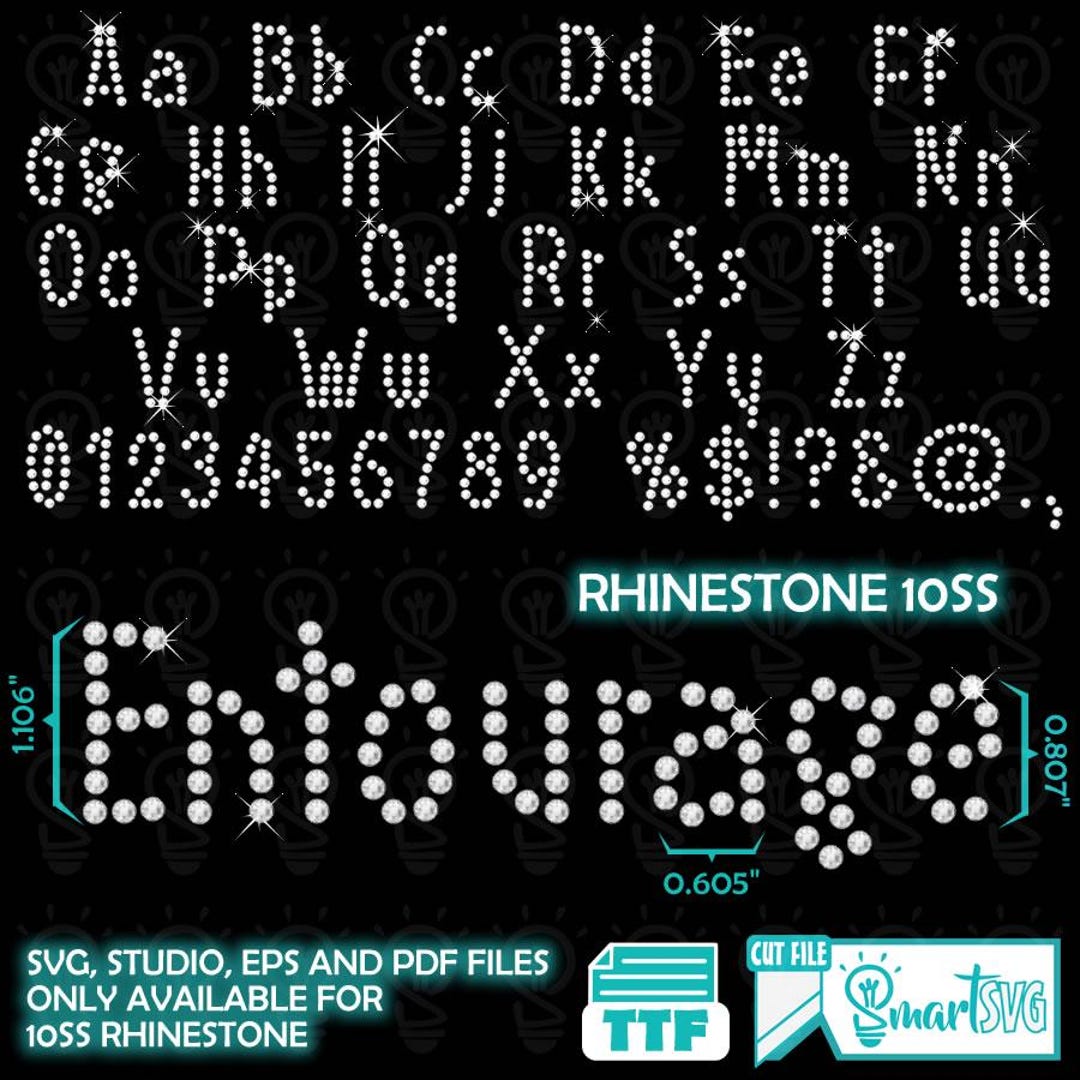 Rhinestone Template Font TTF, Rhinestone Font Svg, Rhinestone Capital ...