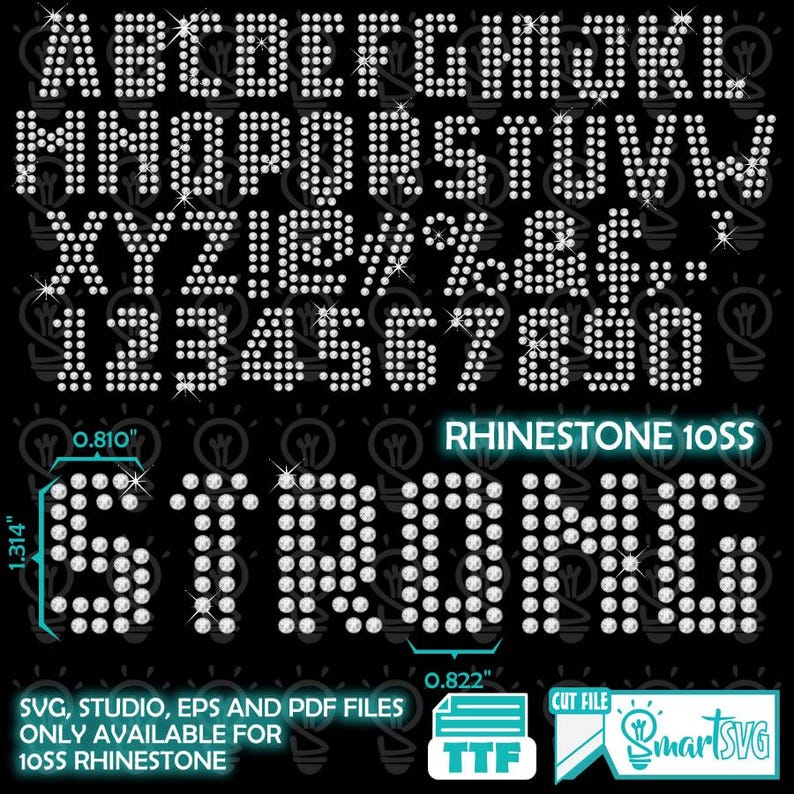 Rhinestone Template Font TTF, Rhinestone Capital Letters, Rhinestone ...