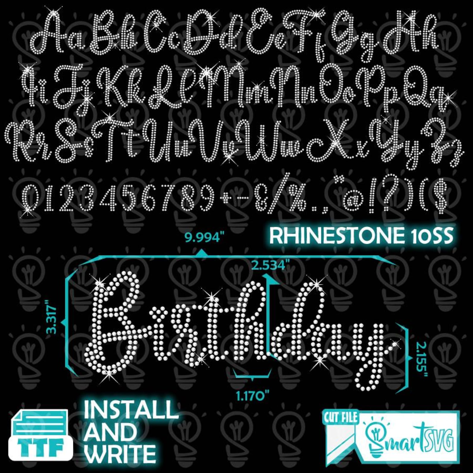 Rhinestone Template Font TTF, Rhinestone Calligraphy Font Svg ...