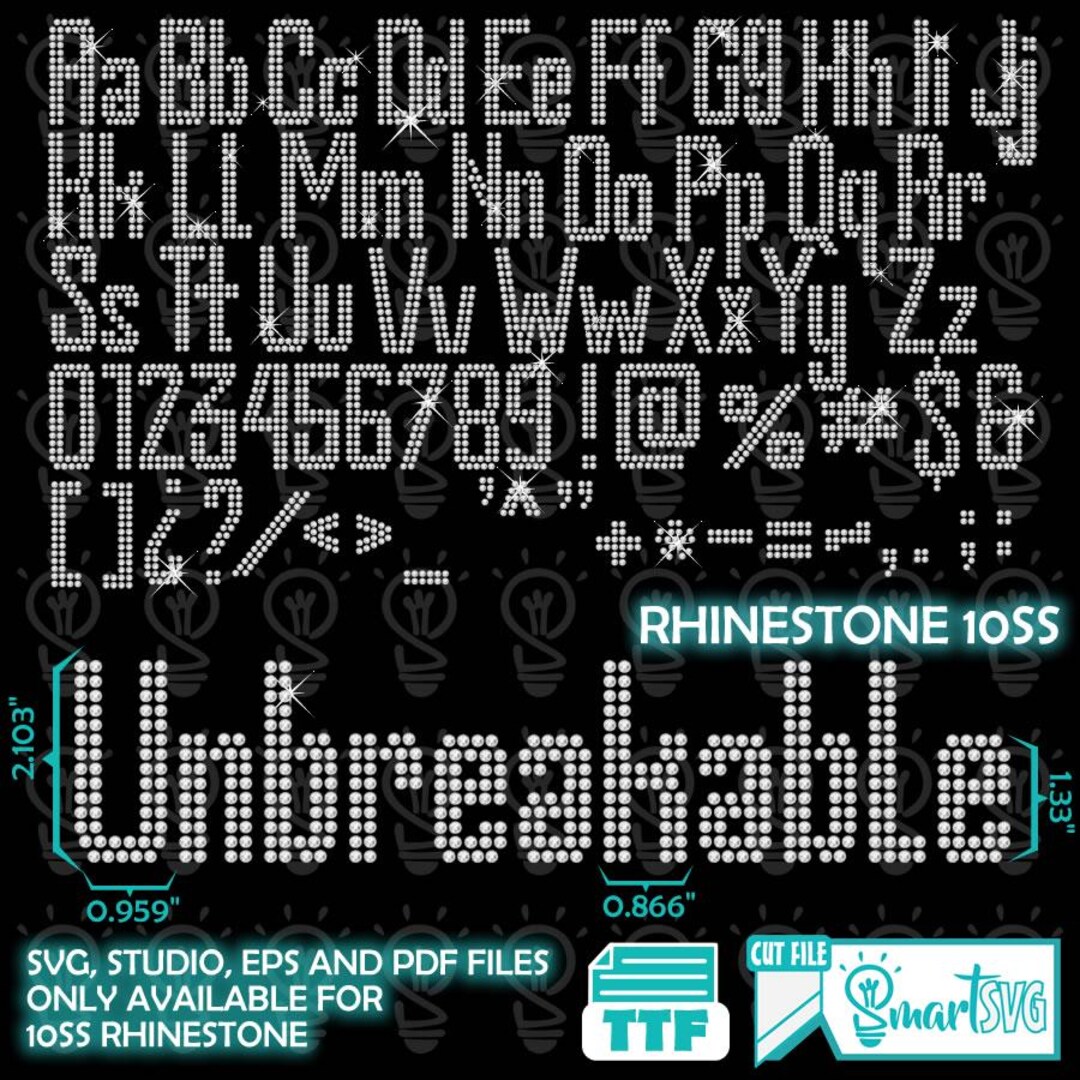 Truetype Rhinestone Font Rhinestone Template Font TTF, Rhinestone Font Svg, Rhinestone Capital ...