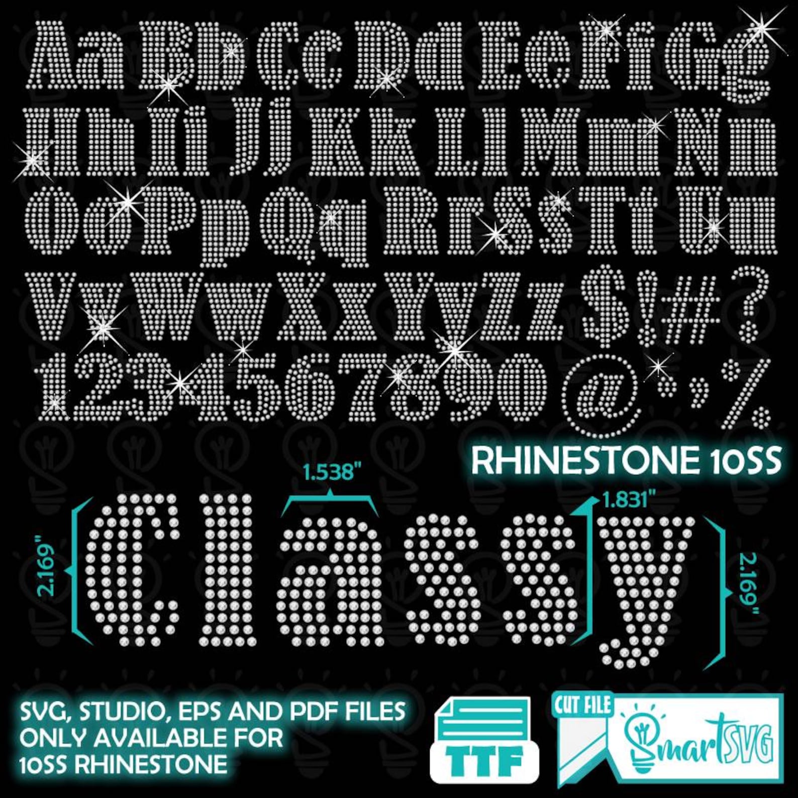 Gxp Font Pack of 6 Rhinestone Fonts, Rhinestone Template Font TTF, Rhinestone ...