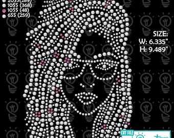 Afroflicka med strass-svg, svart flicka med strass-svg, svart kvinna svg, LOC svg, lockigt hår svg, strass-svg, skönhet med strass-svg