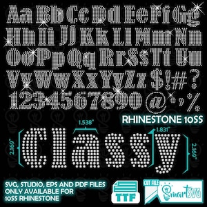Rhinestone template font TTF, Rhinestone Font svg, Rhinestone capital letters, Rhinestone font For Cricut