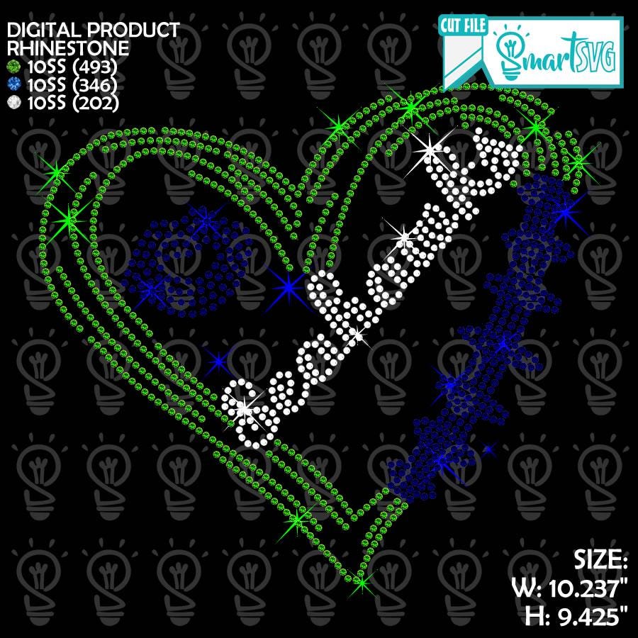 Seahawks Heart Rhinestone SVG, Football Fan Cut File (digital Download ...