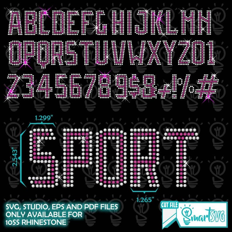 Rhinestone Template Font 2 Colors, Rhinestone Capital Letters ...