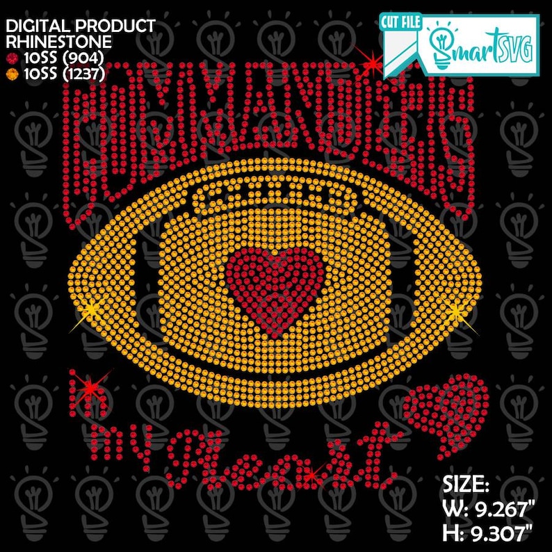 Commanders Ball Rhinestone, Football Rhinestone Svg, Commanders Hearts ...