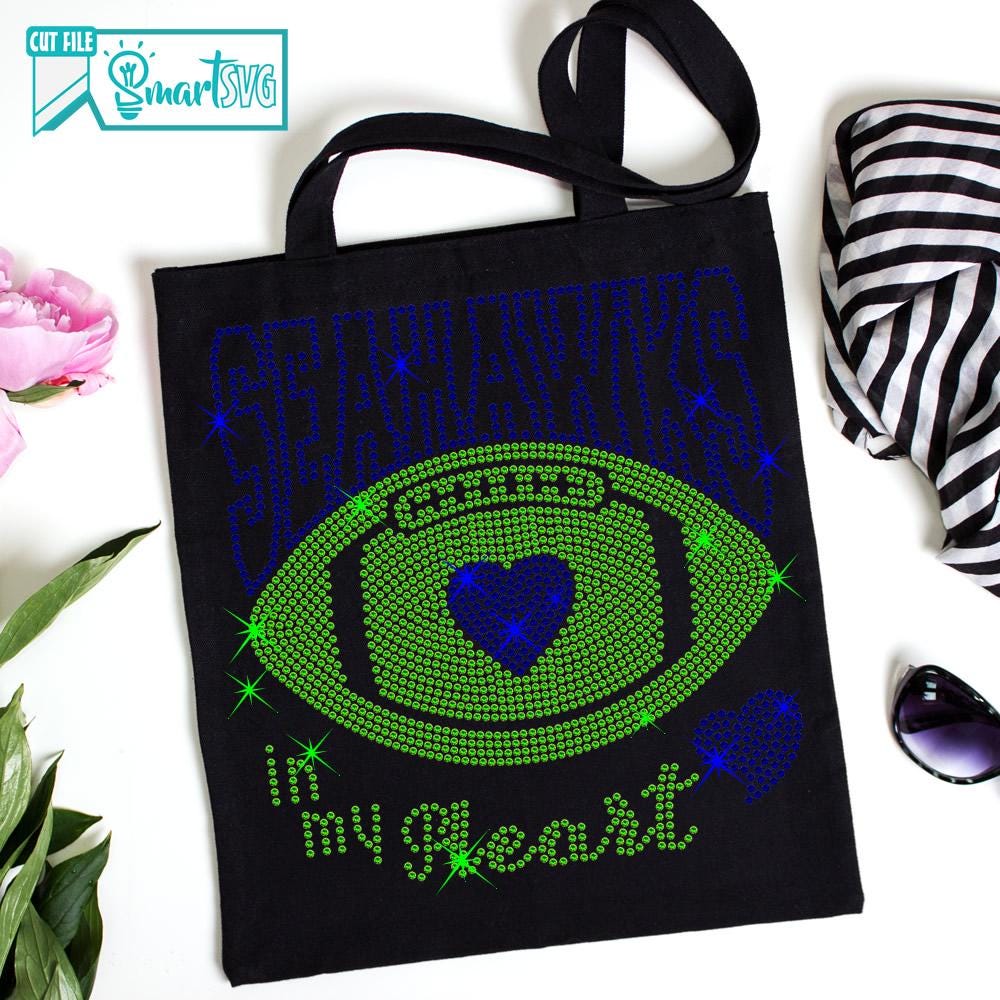 Seahawks Football Rhinestone SVG, Heart Design (digital Download) - Etsy