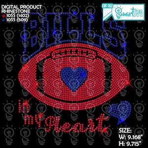 May include: Digital product rhinestone design with a red eye shape and a blue heart in the center, with the text "Patch in my heart" in red. The design is on a black background. The width is 9.168 inches and the height is 9.715 inches.