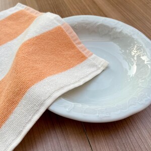 Orange and White Striped Cotton Small Kitchen Towel, Rustic Handwoven Dish Cloth, Absorbent Farmhouse Tea Towel (20.5 x 11.8 in/52x30 cm)