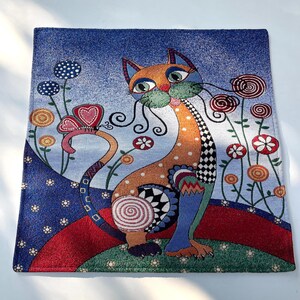 Funda de almohada tejida con diseño de gato, funda de cojín de algodón, funda de cojín con diseño de gato, funda de almohada de gato para regalo, funda de almohada de gato, almohada caprichosa de gato