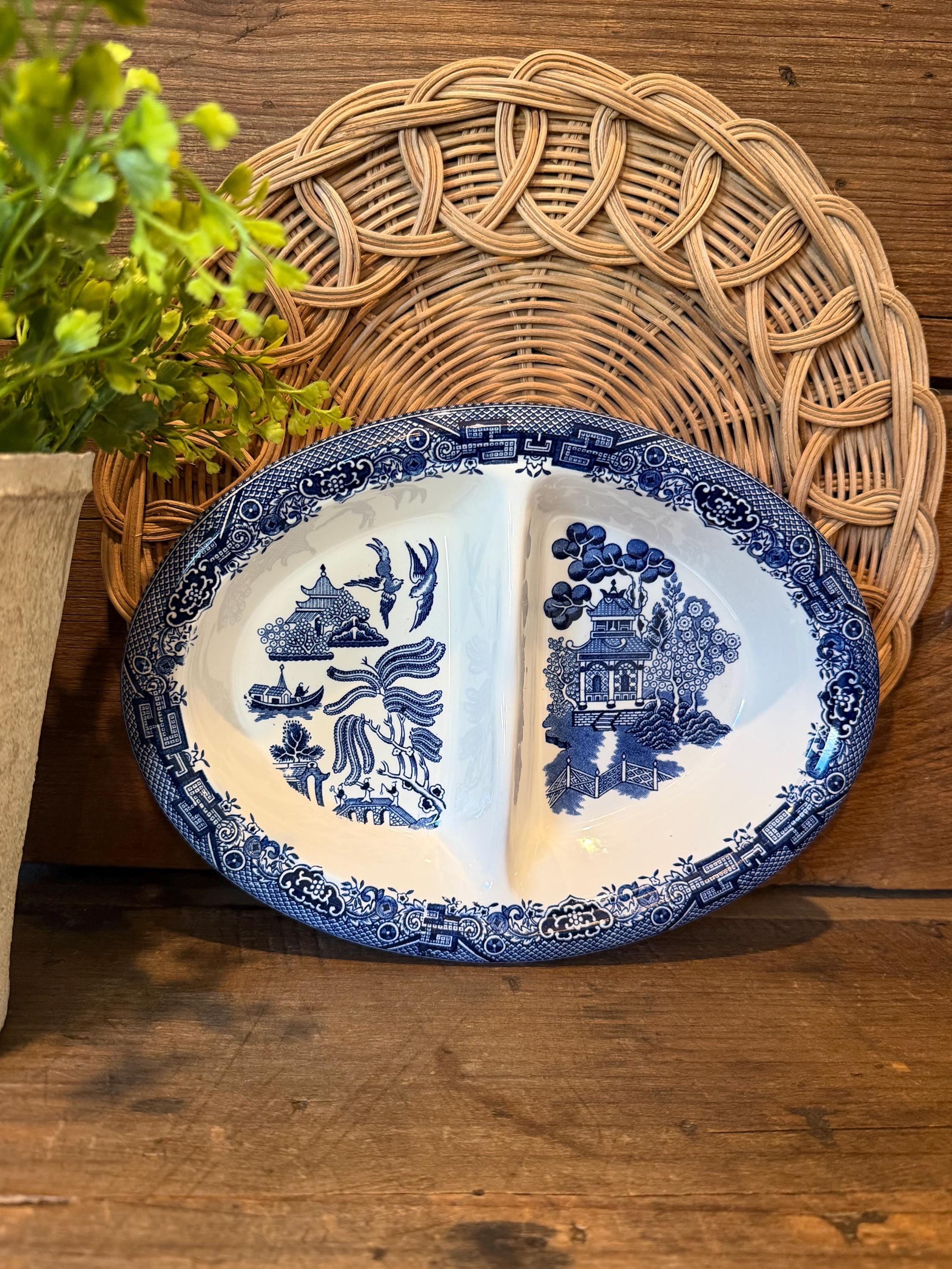 Vintage Blue Willow Oval Bowl - Etsy