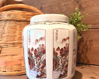 Vintage Large Chinese Porcelain Tea Jar, Tea Caddy