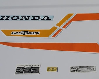 Honda CB 125 Twin Orange Yellow Stickers / Autocollants / Decals / Graphics