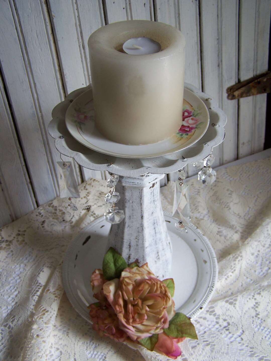 Candle Holder/ Repurposed Vintage/ Riser/ Vinyette Display/ Centerpiece ...