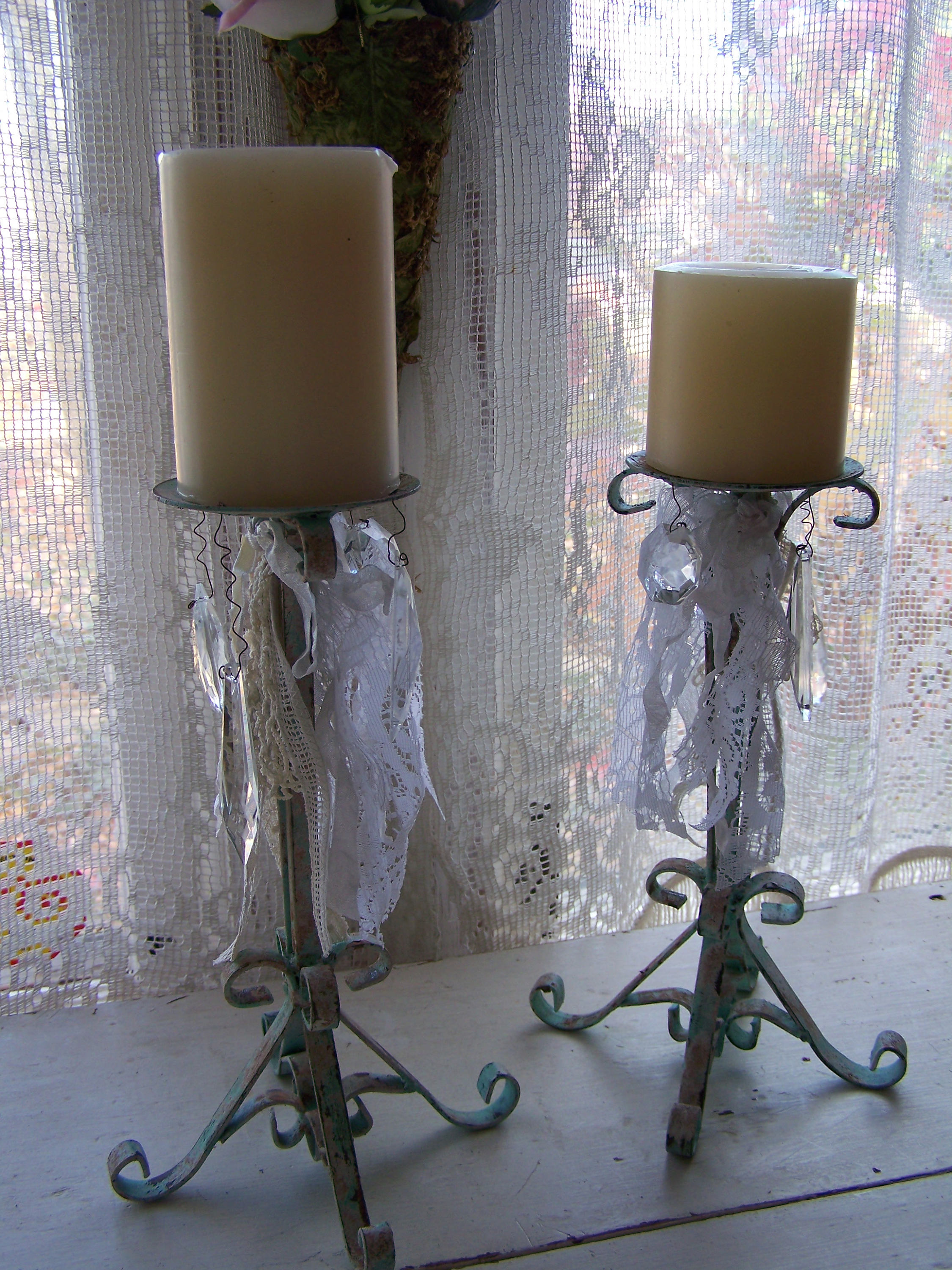 Tall Scroll Iron Candle Holders /coastal/ Cottage Decor /aqua Etsy UK