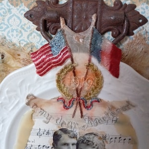 assemblage art wall decor, unique wall decor, French inspired, created with antique-vintage materials