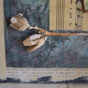 Bluebird/Paper Collage / Mixed Media / Vintage Bird Card /Nature theme / Materials / Twigs / Seed Pods / Art paper / vintage ephemera image 7