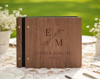 Personalized Wooden Wedding Guest Book, Custom Sign Book for Reception, Guestbook Photo Album, Wedding Keepsake, Memory Album