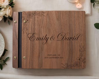 Personalized Wooden Wedding Guest Book, Custom Sign Book for Reception, Guestbook Photo Album, Wedding Keepsake, Memory Album