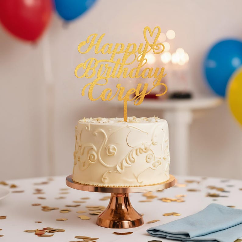 Personalized Happy Birthday Cake Topper, Custom Name & Age - Etsy