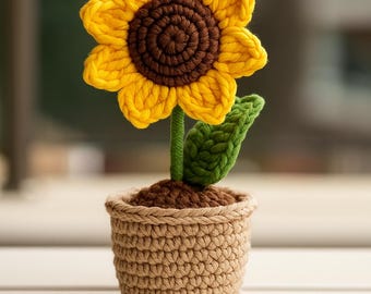 Häkel-Sonnenblumenstrauß-Anleitung - Einfache PDF-Anleitung (Digitaler Download) - 14 cm