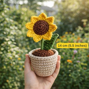 Padrão de vaso de girassol em crochê: tutorial fácil em PDF de amigurumi