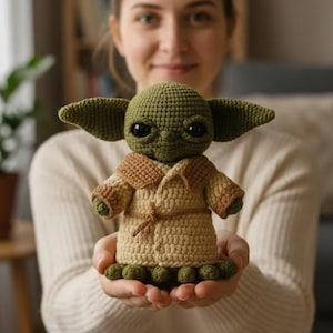 Amigurumi-haakpatroon Baby Yoda – op Star Wars geïnspireerde pluche (pdf)