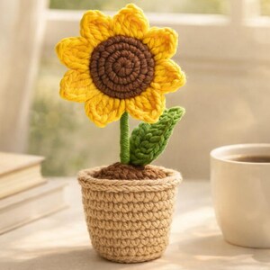 Crochet Sunflower Pot Pattern: Easy Amigurumi PDF Tutorial
