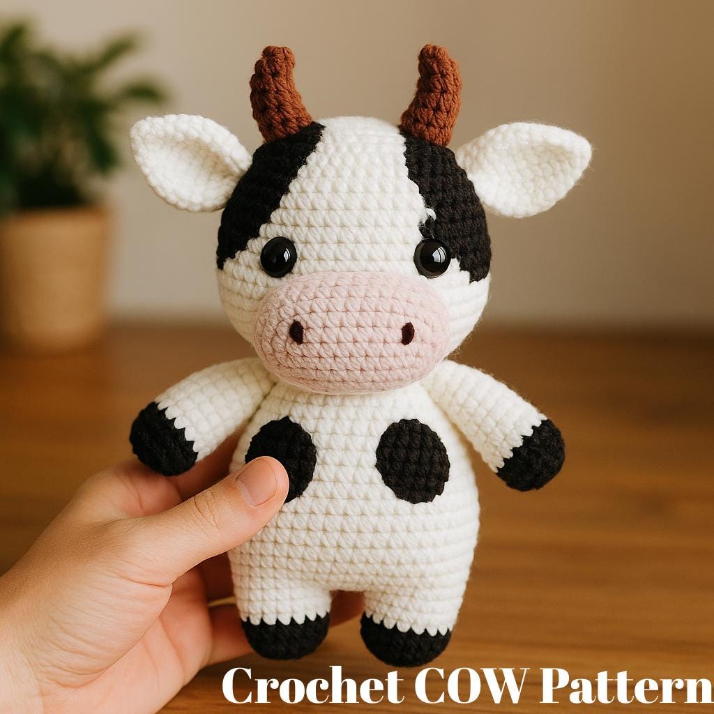 Milk Cow Plush Crochet Pattern | Milk Cow Pattern | Baby Cow Amigurumi PDF | Crochet Animal | Crochet Pattern Amigurumi| Cow Crochet Pattern
