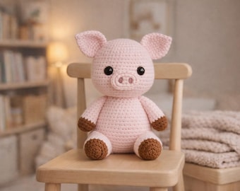 Amigurumi Pig Crochet Pattern, Stuffed Piggy Plush Toy (PDF Download)