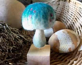Turquoise Needle Felted Mushroom