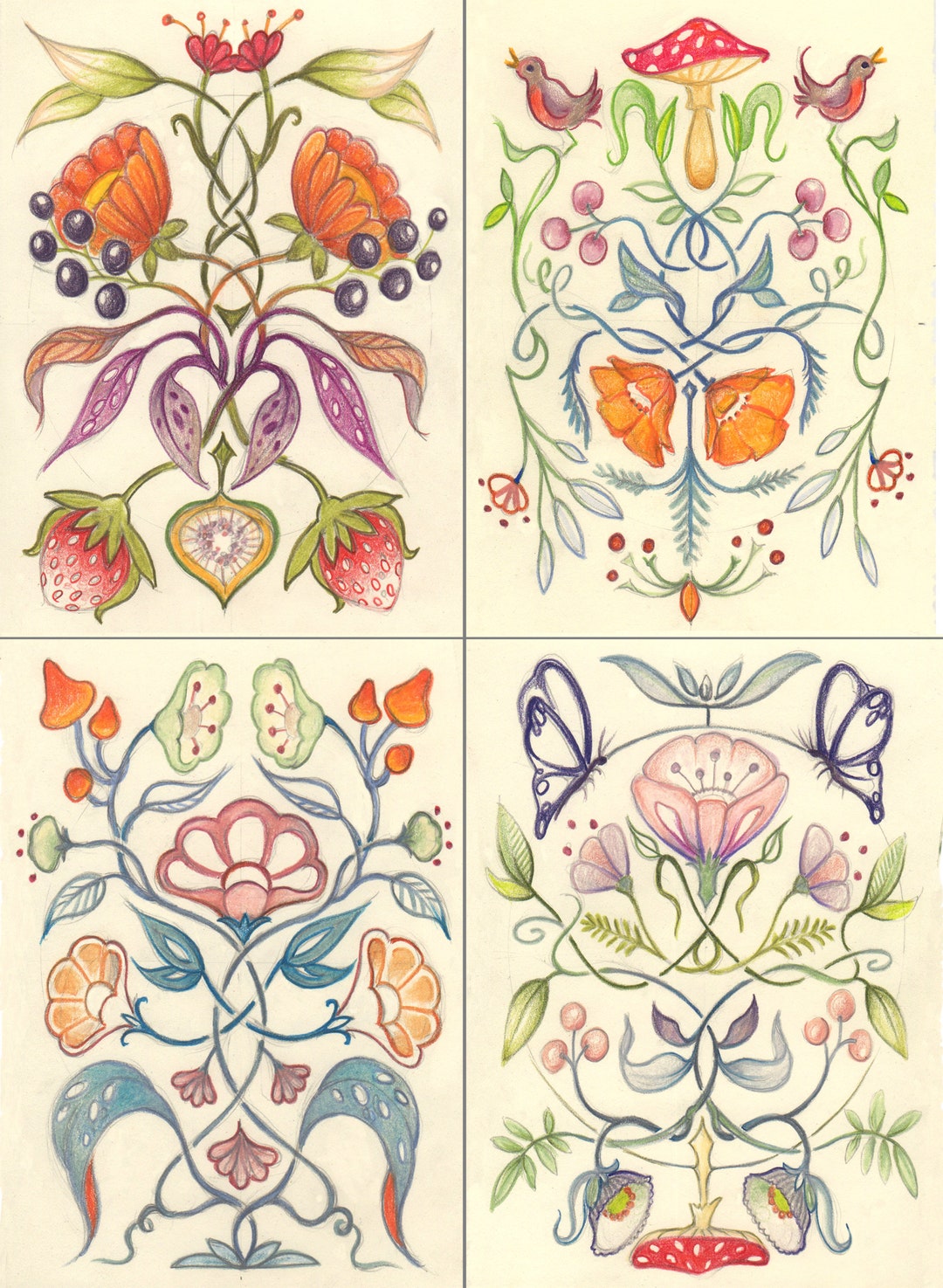 Set of 8 Botanical Greeting Cards - Etsy