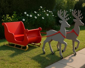 Santa Sleigh Reindeer Woodworking Plan, DIY Christmas Yard Display (PDF)