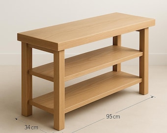 Plano de banco zapatero de madera para entrada